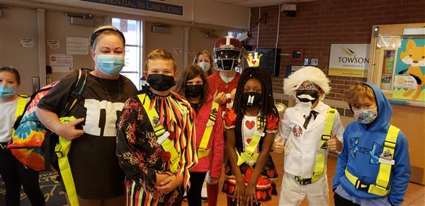 Safety patrol dressed up for Halloween